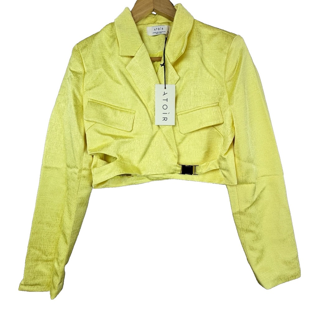 Atoir The Emerson Cropped Blazer Jacket Womens 8 Yellow Academia Clueless Preppy